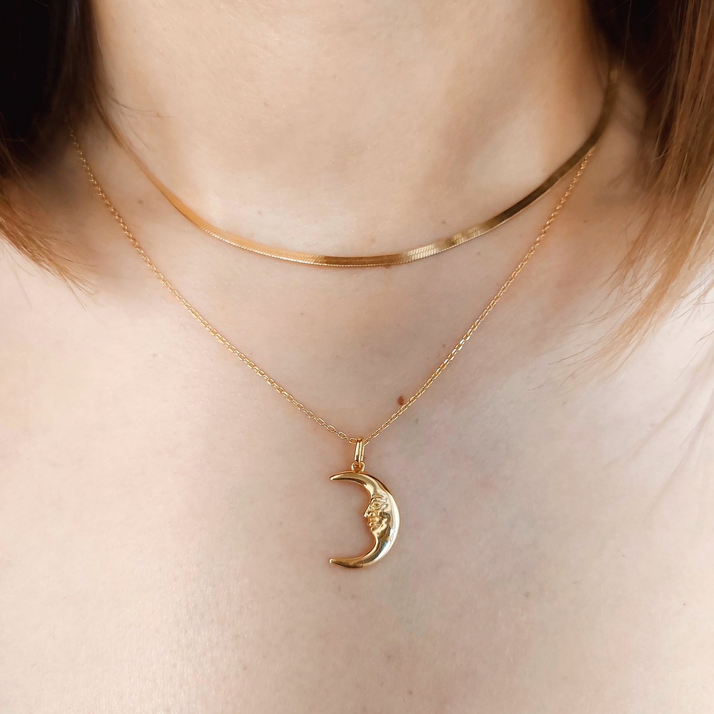 Collar Crescent Moon Silver