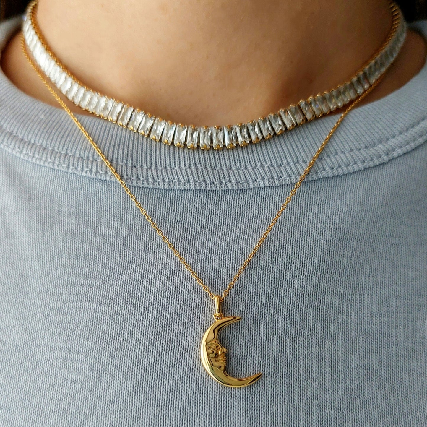 Collar Crescent Moon Silver